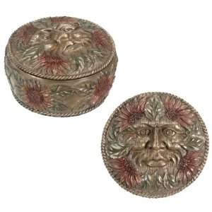     Collectible Forest Green Man Jewelry Container