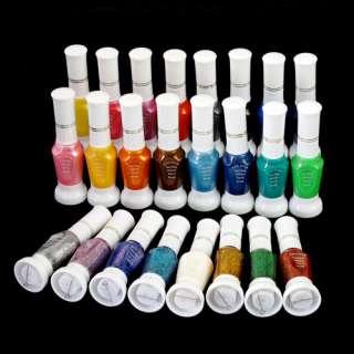 24 Glitter Color Nail Art 2 way pen brush varnish polish  