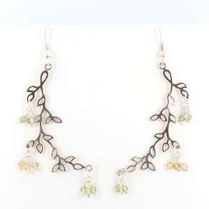   Silver with Clusters of Peridot and Citrine Gemstone Beads, #7485