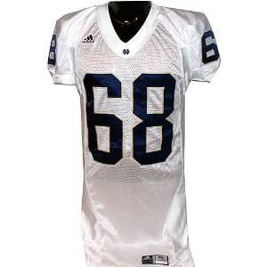  #68 Notre Dame White Football Game Used Jersey: Sports 