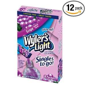 Wylers Light Singles To Go Drink Mix, Grape, 8 Count (Pack of 12 