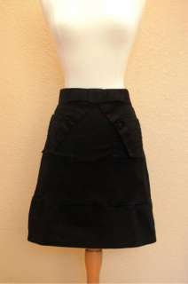 ODILLE ANTHROPOLOGIE Skirt Black Knee Length Straight Pockets 