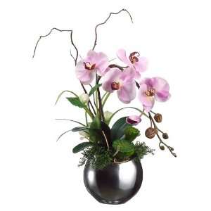  20hx14wx9l Orchid/Lotus Pod in Aluminum Vase Lavender 