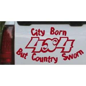 Red 6in X 3.2in    City Born But Country Sworn Off Road Car Window 