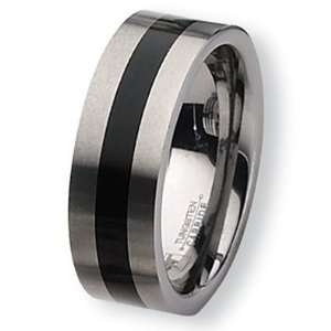   Tungsten Ring with Black Enamel (8.0 mm)   Size 7.0: Chisel: Jewelry