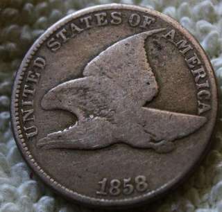 SCARCE 1858 LARGE LETTERS Flying Eagle Cent FINE  