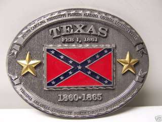 TEXAS Confederate Flag 1860 1865 Belt Buckle PEWTER NEW  
