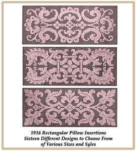 1916 Filet Lace Italian Renaissance Pillow Insertions  