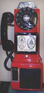 New Red pay phone 3 slot rotary payphone  