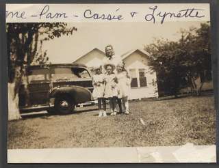 Car Photo Mom & Little Girls w/ 1948 Chevrolet Chevy Woodie Station 