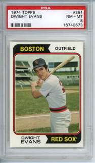 1974 Topps # 351 Dwight Evans Red Sox PSA 8  