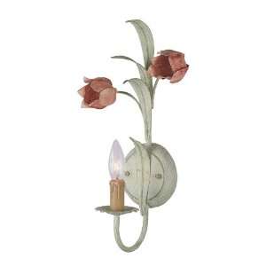  Sage and Rose Wrought Iron Wall Sconce