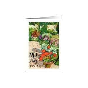  90th Birthday Card   Red Geraniums Card: Toys & Games