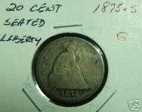 1875 S~~SEATED LIBERTY 20 CENT PIECE~~GOOD~RARE US COIN  