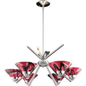  6 Light Chandelier In Polished Chrome And Mars Glass: Home 
