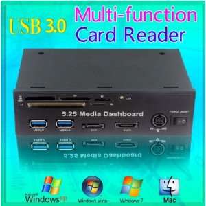  5.25 PC Media Dashboard Card Reader Black Front Panel USB 