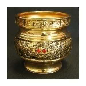  Copper Incense Burner with Double Dragon Images