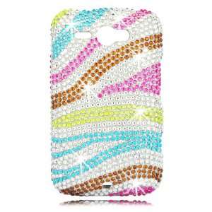   Bling Phone Shell for HTC A810E Status/ChaCha   Rainbow Zebra   AT&T
