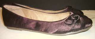 JELLYPOP Womens Brown Satin Fabric Bow Ballet Flats Shoes Size 8.5 M 
