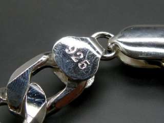 Mens Crub Link Chain Bracelet 925Sterling Silver 20cm  