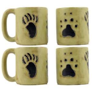   Mugs With Countertop Wooden Post Stack   Southwest Bear Wolf Paw Print