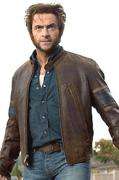 Men 3 Wolverine Brown Leather Jacket with Stripes  