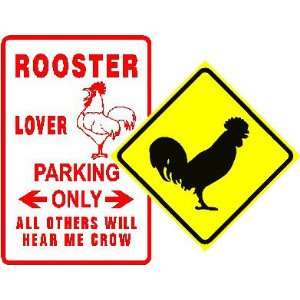  Rooster Parking & Xing Sign Collection Gift Set Patio 