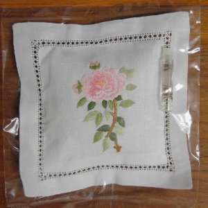 Lavender Stuffed, Hand embroidered Rose Cousinette (Small Pillow 