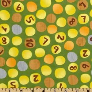   Ten Little Things Number Dots Lime Fabric By The Yard Arts, Crafts