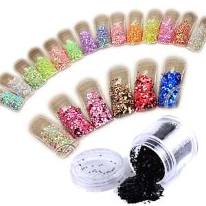   24x Box Mixcolor Glitter Powder Dust Nail Art Tip Decoration: Beauty