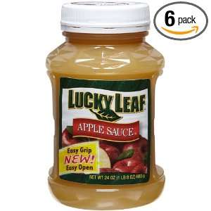 Lucky Leaf Sweetened Applesauce, 24 Ounce Plastic Bottles (Pack of 6 