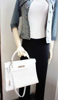   tone white Kelly 32 cm PallHW shoulder bag handbag purse #2854  