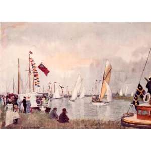 1906 Print Frank Southgate Regatta Acle Sail Boat River Race Norfolk 