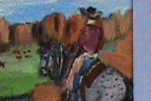 ACEO Original Art Canvas Painting Cowboy Buffalo Valley  