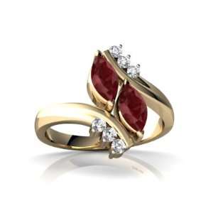  14K Yellow Gold Marquise Genuine Ruby Bypass Ring Size 8 Jewelry