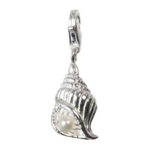 SilberDream Charm shell with white pearl, 925 Sterling Silver Charms 