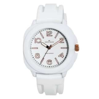 Anne Klein 10 9635RGWT Rosegold Tone White Dial and Silicone Ladies 