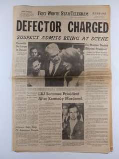 DEFECTOR CHARGED JFK Kennedy Fort Worth Star Telegram November 23 1963 