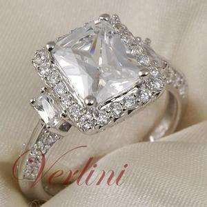 75 Ct Emerald Cut Simulated Diamond Engagement Ring  