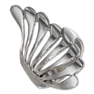  Sterling Silver High Polish Ring with Fanned Design (size 07): Jewelry