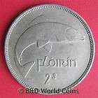 IRELAND IRISH 1951 FLORIN SALMON FISH 28.5mm Cu Ni