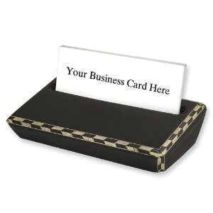  Black Check Inlay Wood Business Card Holder: Jewelry