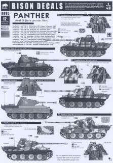 Bison Decals 1/48 GERMAN PANTHER TANKS PzKpfw V Ausf G Late Production 