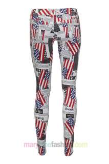  Slim Fit American Flag Newspaper Printed Denim Jeans 6 14  