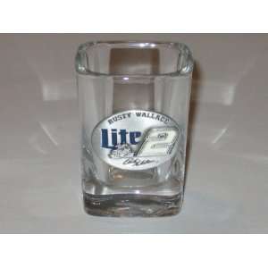 RUSTY WALLACE #2 Logo SHOT GLASS with Pewter Logo