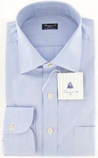 New $425 Finamore Napoli Light Blue Shirt 17.5/44  