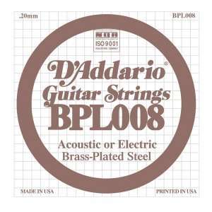  DAddario Single Brass Plated Steel 013 Strings: Musical 