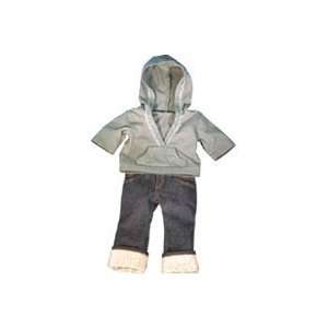  Grey doll clothes Hoodie and Silver Trimmed Jeans Toys 