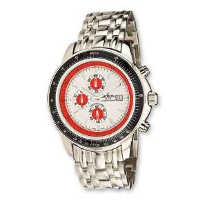   : Croton Mens Stainless Steel Red/Wht Dial Chronograph Watch: Jewelry