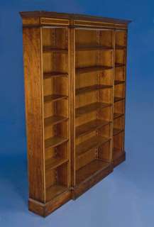 English Antique Mahogany Triple Break Front Bookcase  
